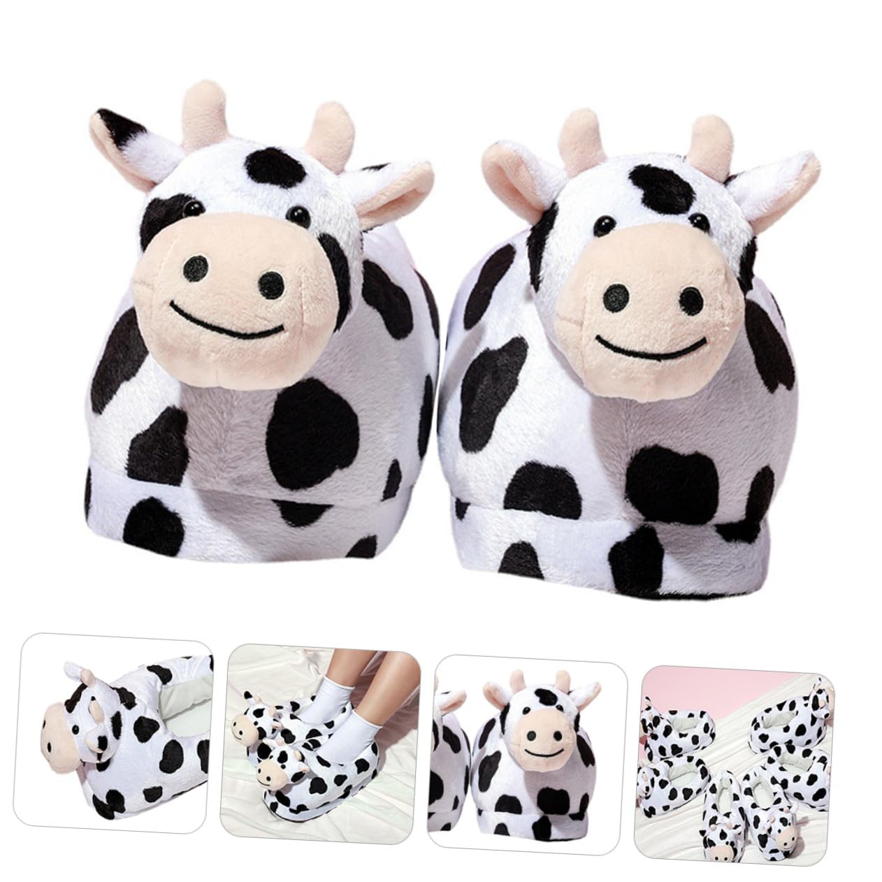 minkissy Pantofole Calde Donna Invernali in Cotone, Antiscivolo, Bianche