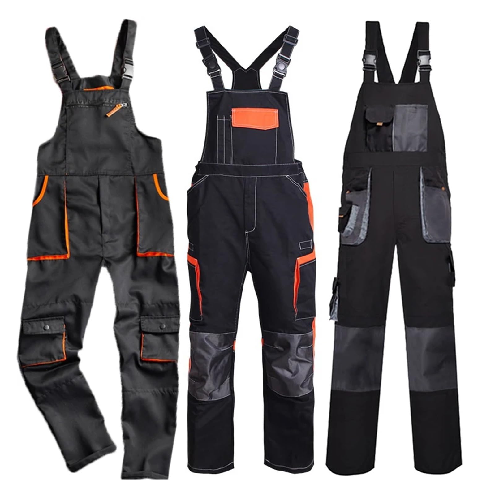 Pantaloni da Lavoro Uomo Abbigliamento casual da lavoro, pantaloni senza maniche, tute protettive con cinturini, taglie forti(Design 1 grey,S)