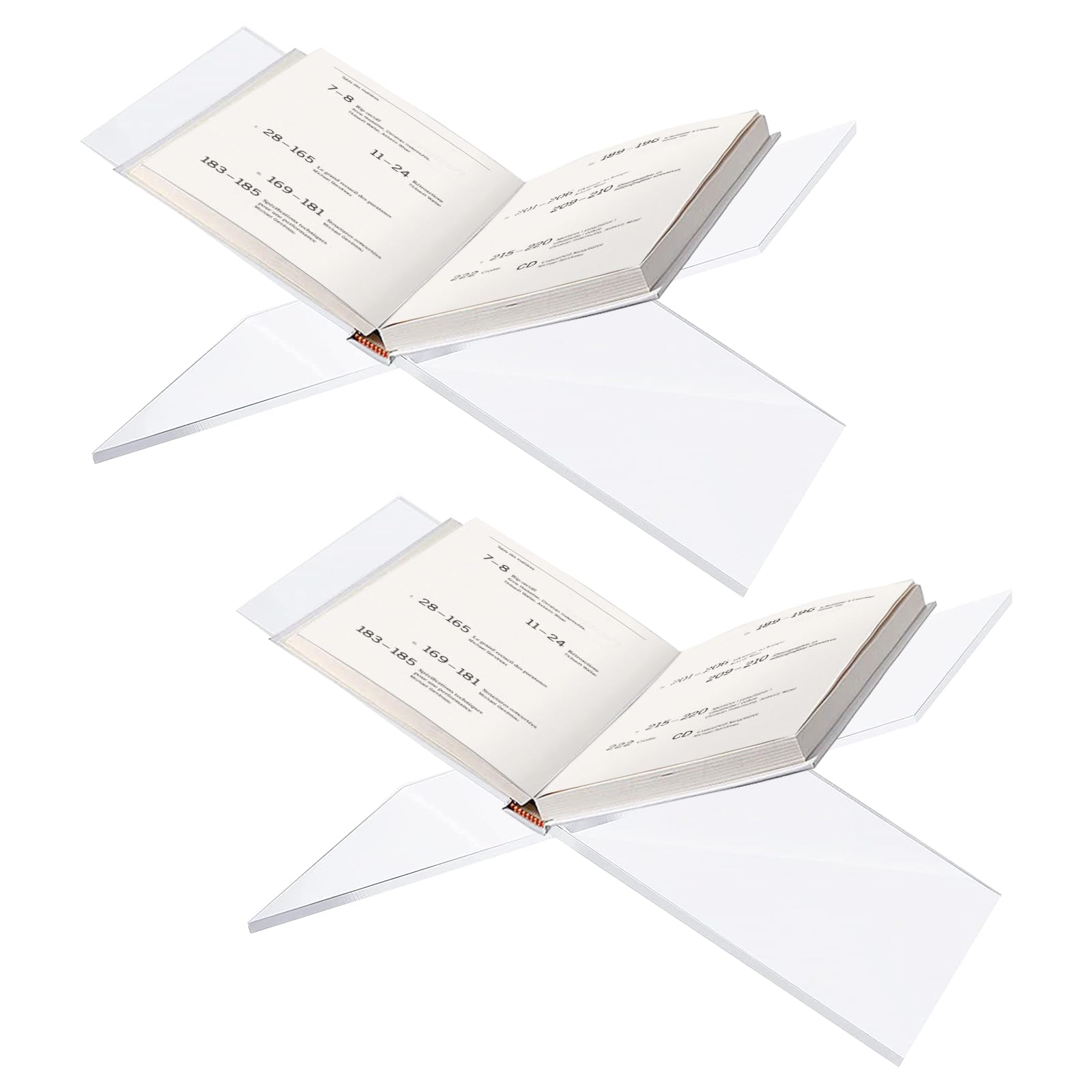 Transparent Clear Acrylic Book Stand: 2 Pack Acrylic Book Holder for Reading, Open Large Book Display Stand for Cookbook Art Book Bible Guest Book Acrylic Open Book Display for Home Decor