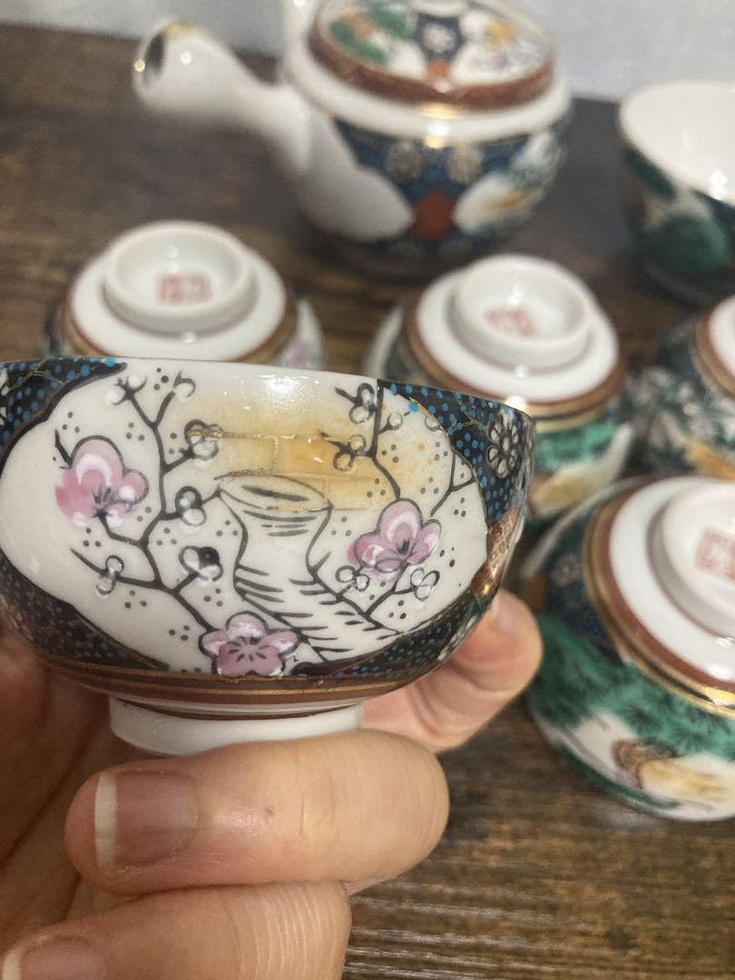 九谷焼 九谷鏑木 芦雁図 宝瓶 湯冷まし 煎茶碗 煎茶器 茶道具 鏑木