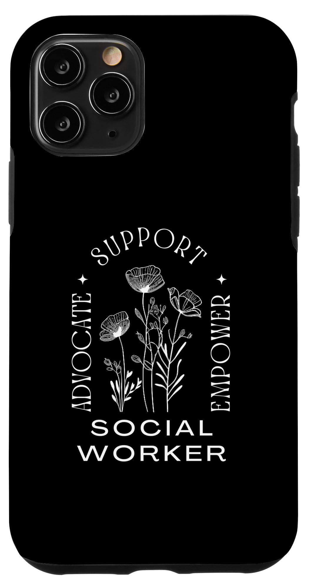 iPhone 11 Pro Social Worker Flower Minimalist Vintage Women Girls Case