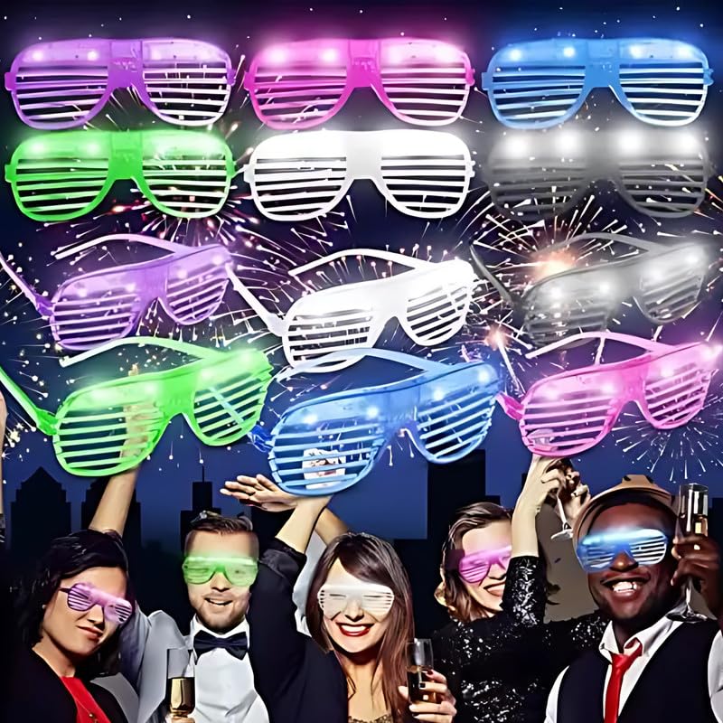 Image of Shimmers Neon Party Glasses - Glow in Dark Shutter Shades for Kids & Adults, UV Reactive Bright Color Sunglasses for Holi, DJ Night, Birthday, Festival, Rave & Dance Party Accessories