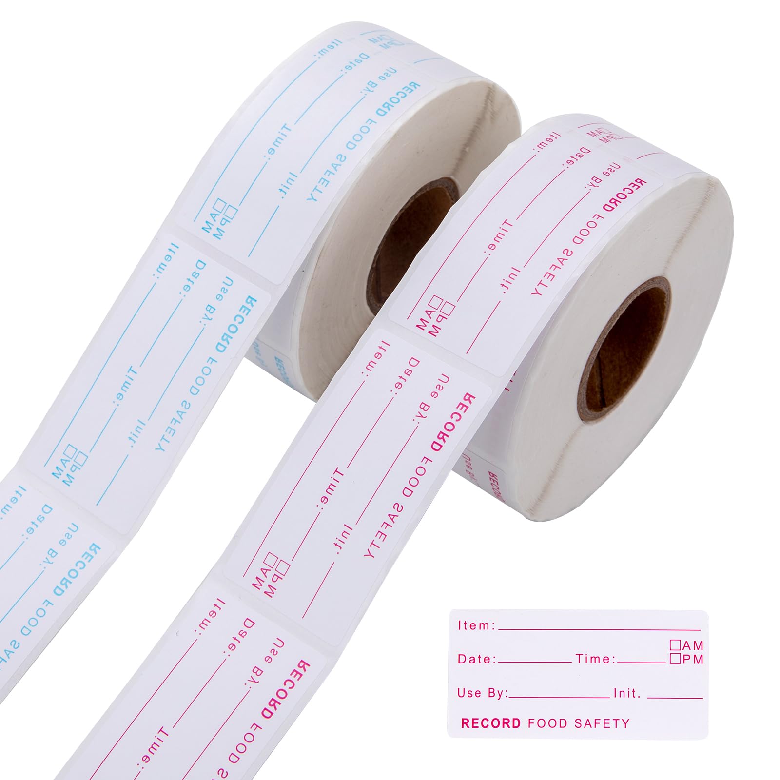 1000pcs Removable Food Stickers, Food Freezer Lables Reminder 1 x 2 Inch, Food Storage Labels Prep Canning Labels for Kitchen Jars, Pantry and Meal Containers (2 Rolls/Red, Blue)