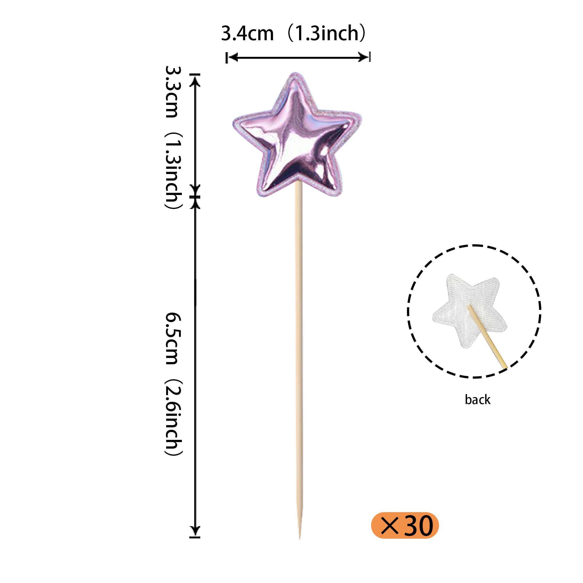 SYKYCTCY 30 Pack Star Cake Toppers Glitter Celebrating Birthday Cake Picks Baby Shower Kids Birthday Cake Decoration for Boys Girls Birthday Party Anniversary Decoration Supplies - Image 2