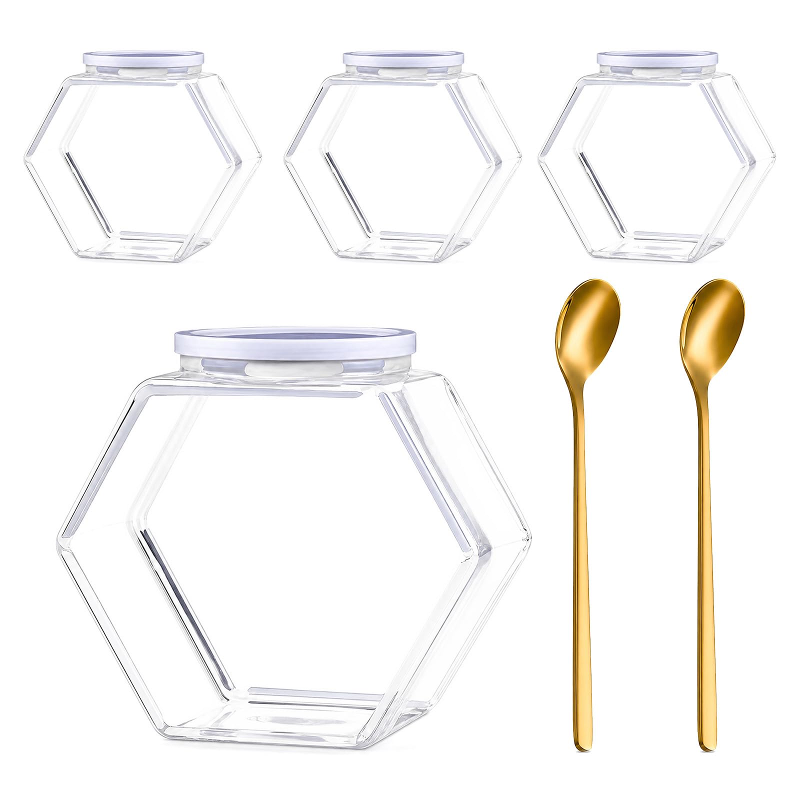 GenYoung 6pcs Plastic Sweet Jars with Lids, Clear Candy Jar for Cookies and Snacks, Airtight Container for Kitchen Pantry Storage