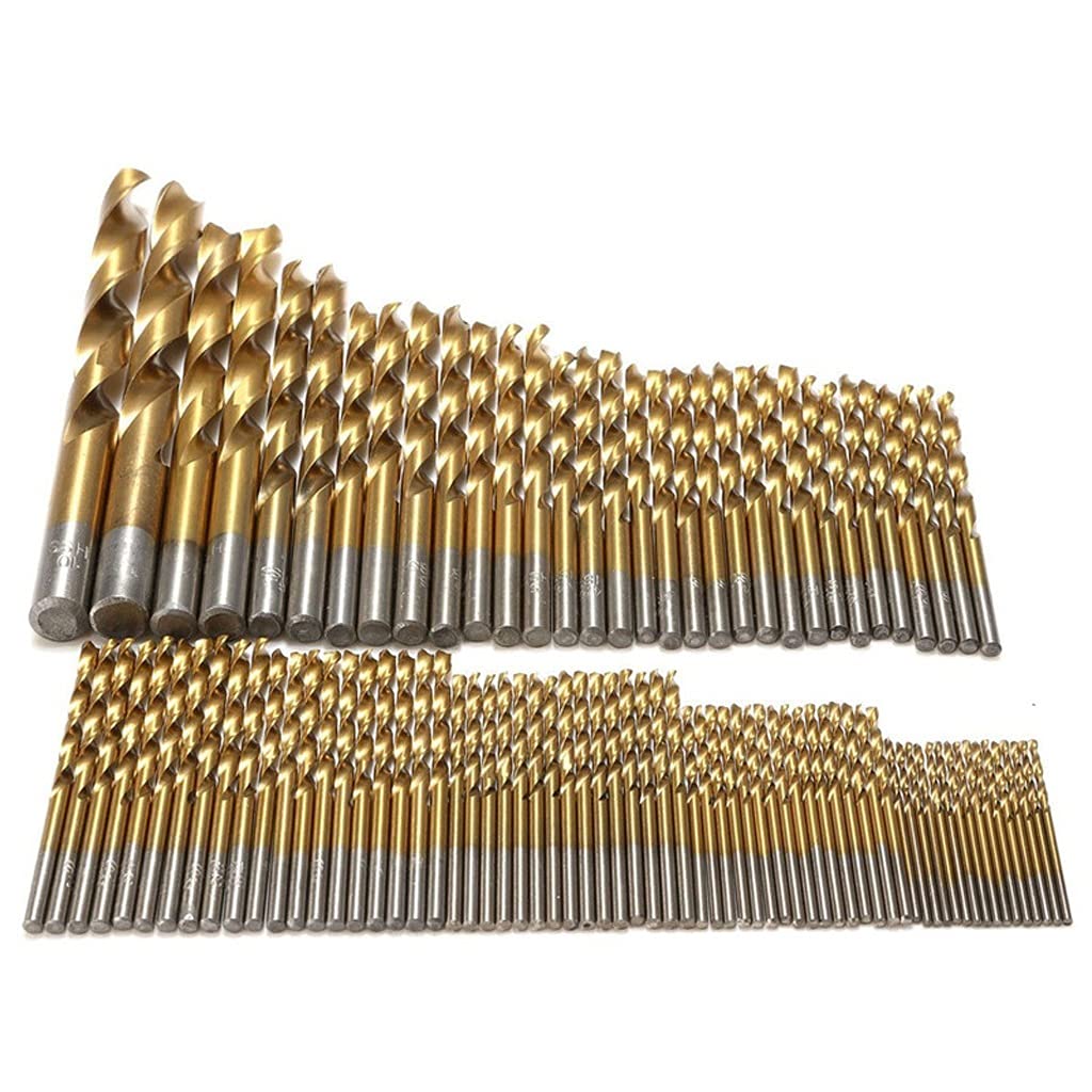99 Piezas de Brocas de Titanio HSS recubiertas de 1,5 mm - 10 mm de Acero Inoxidable HSS Juego de Brocas de Alta Velocidad para Herramientas de Taladro eléctrico