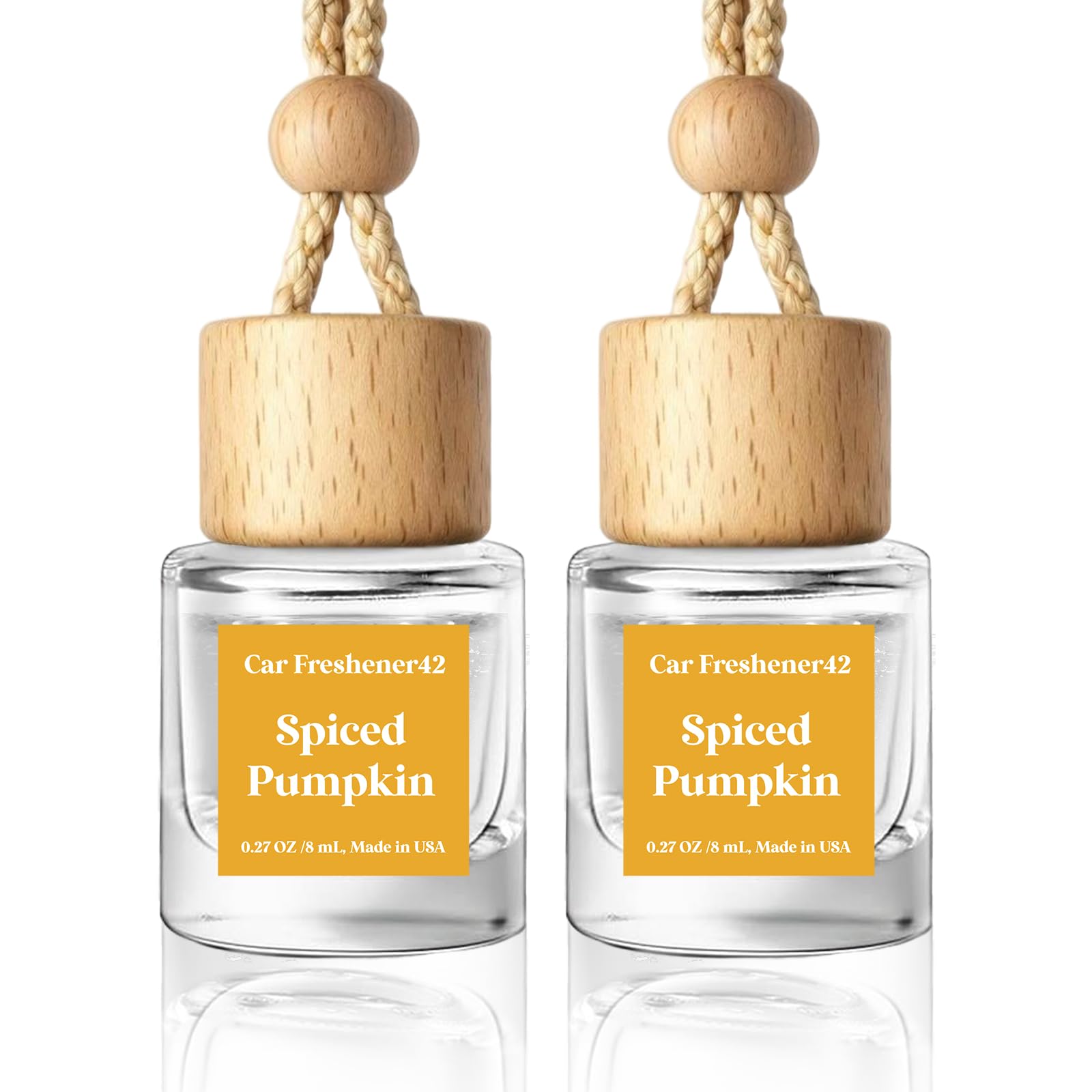 HoogaLife Car Air Freshener Diffuser 2 Pack Hanging Spiced Pumpkin Car Air Freshener for Women 45+ days Long Lasting Fragrance Made in USA (P42)