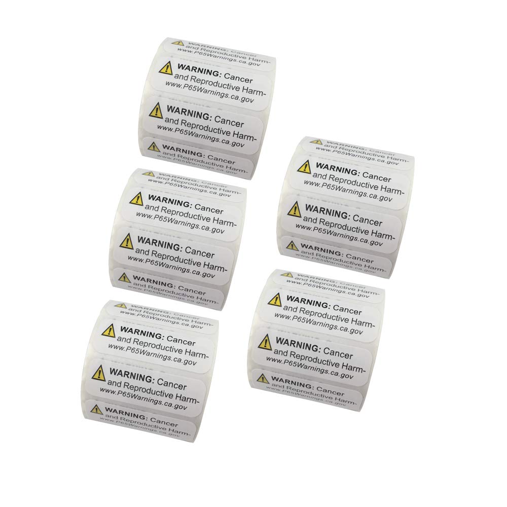FirstZi2500 Count California Proposition 65 Warning Labels Short Form - 5 Rolls, 1/2x1-1/2 Inch Self Adhesive Health Alert Sticker - 500 Labels One Roll Notice Sign Labels