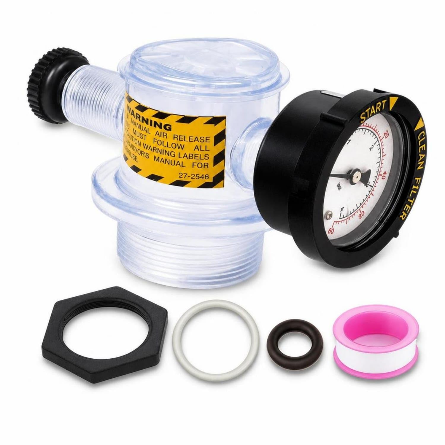Manual Air Release Valve Assembly Easy to Install Valve with Pressure Gauge Threaded Pressure Gauge Assembly Clear for Pool Owners, Maintenance Technicians, Sand Filter Systems, Manual Air-image-15