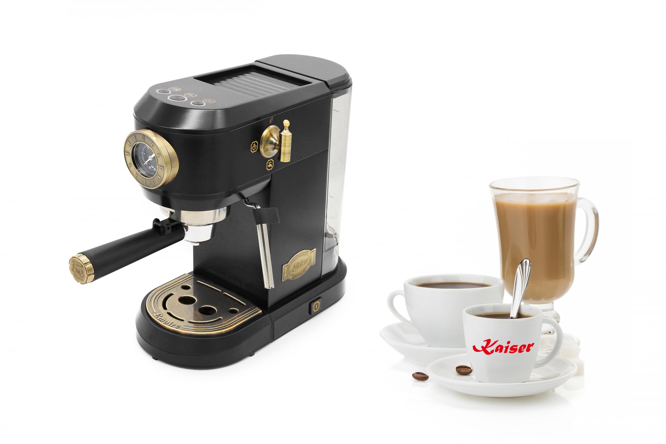 Kaiser Empire M 2530 Em Mikrowelle 25L Mikrowellenherd mit Heißluft Grill 25 Funktionen + Kaffeemaschine KA 2005 Em Empire Siebträger-Espressomaschine,19 bar