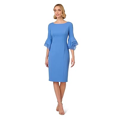 Adrianna Papell Knit Crepe Tiered Sleeve Dress Women