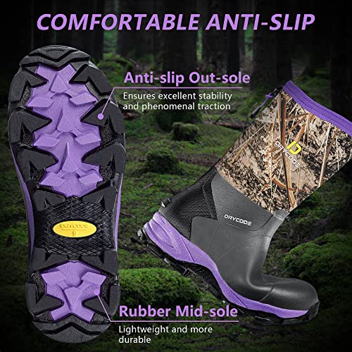 Drycode Rubber Boots For Women, 4.5Mm Neoprene Insulated Rain Boots, Waterproof Mid Calf Mud Work Boots For Womens Hunting, Water Fishing, Farming, Garden #TOP2