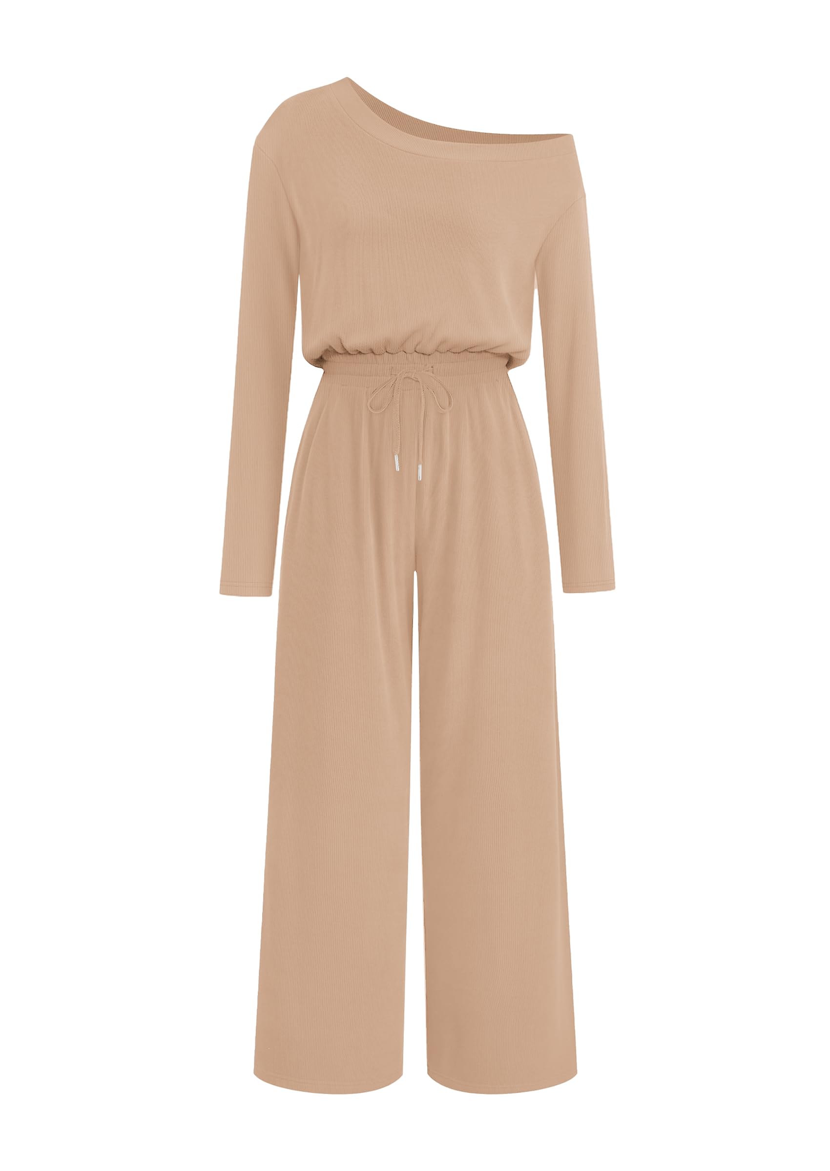 lazysmile Jumpsuits for Women Elegant Long Sleeve Off Shoulder One Piece Wide Leg Romper Casual Autumn Outfits with Pockets-picture-34
