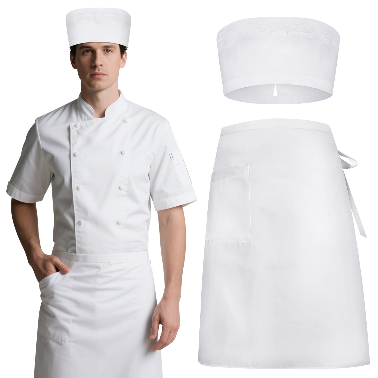DiULi Chaquetilla Chef Hombre y Mujer, Chaqueta de Chef Manga Larga, Chaquetas Cocinero, Casaca Cocina Uniforme con Botónes, Abrigo de Trabajo Camarero Unisex para Hosteleria,Cocina,Restaurante — view 8
