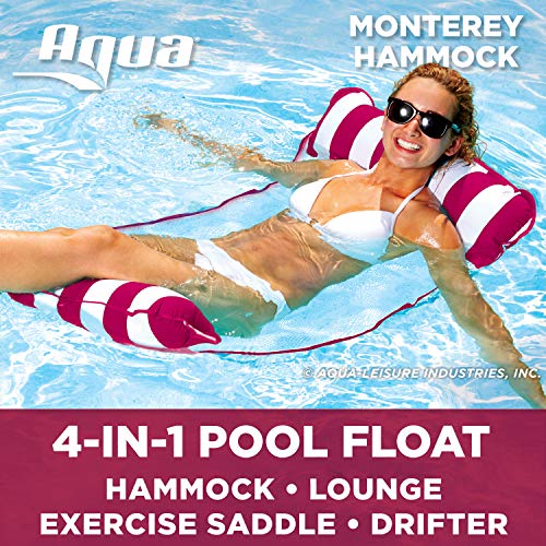 AQUA 4-in-1 Monterey Hammock Inflatable Pool Float, Multi-Purpose Pool Hammock (Saddle, Lounge Chair - //coolthings.us