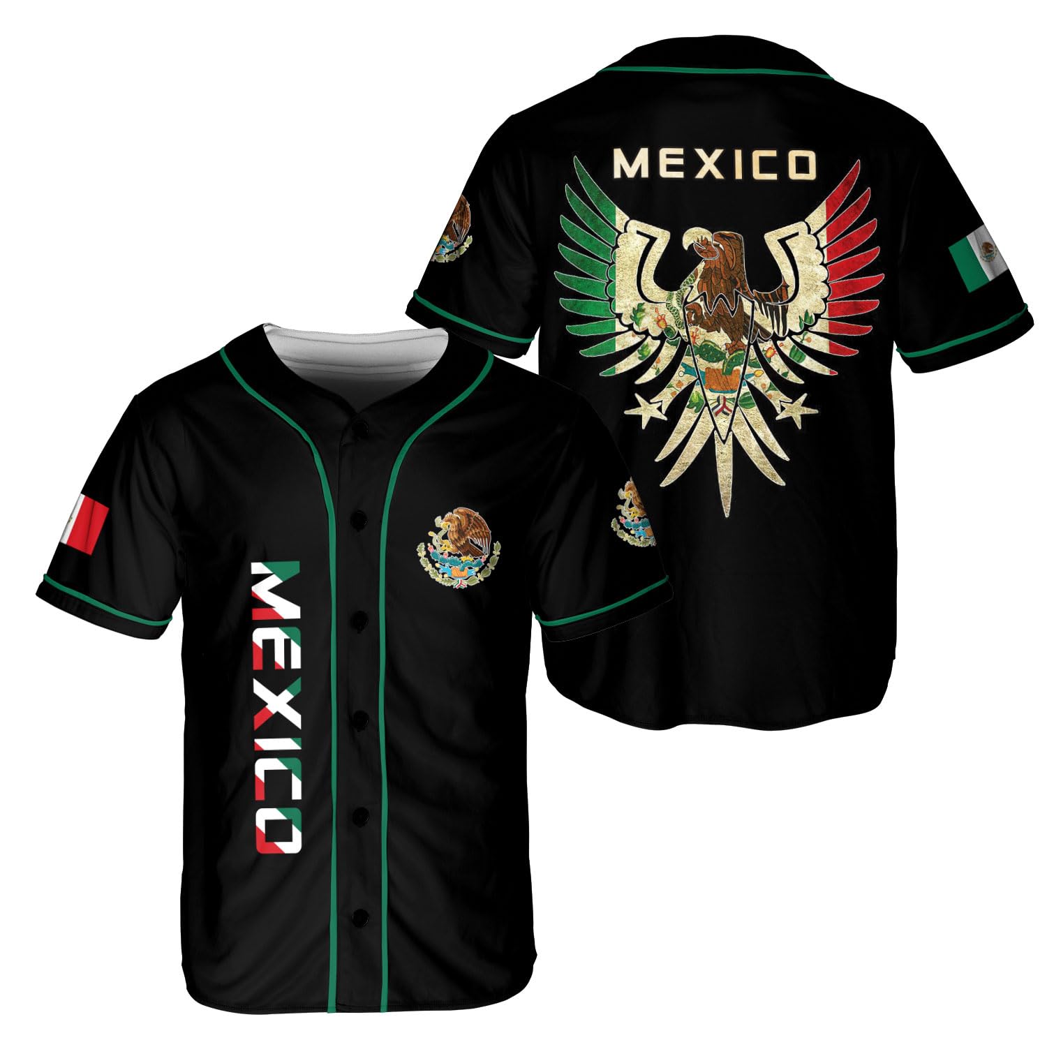 BOZENTIM Mexico Baseball Jersey Shirts, Jersey De Mexico Flag Jersey for Men Women, Mexican Eagle Unisex Shirt Sports Gifts (US, Alpha, X-Large, Regular, Regular, MX1)