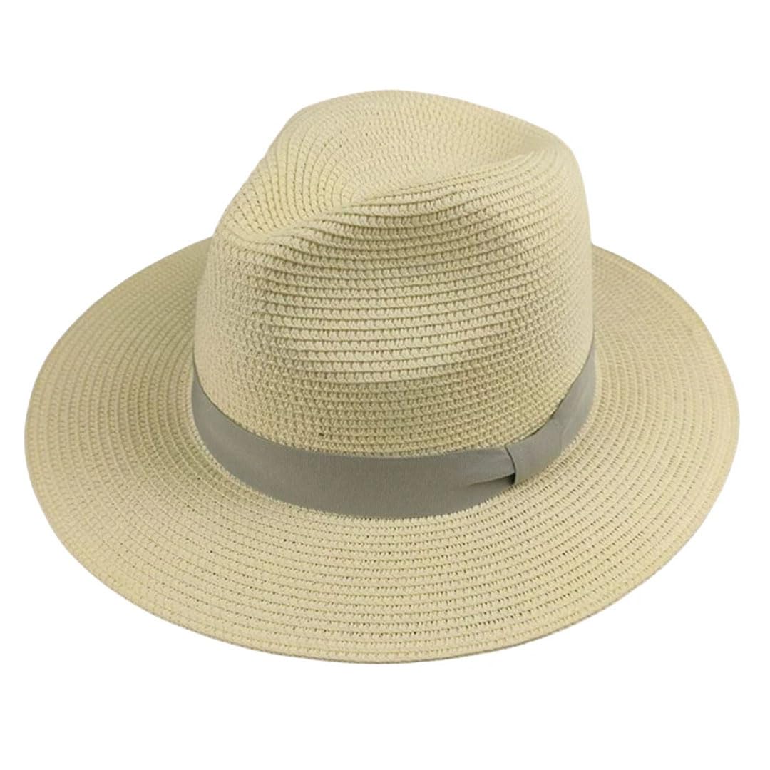 Cappello Panama da donna a tesa larga da spiaggia, Nero , 7 1/8-7 3/8