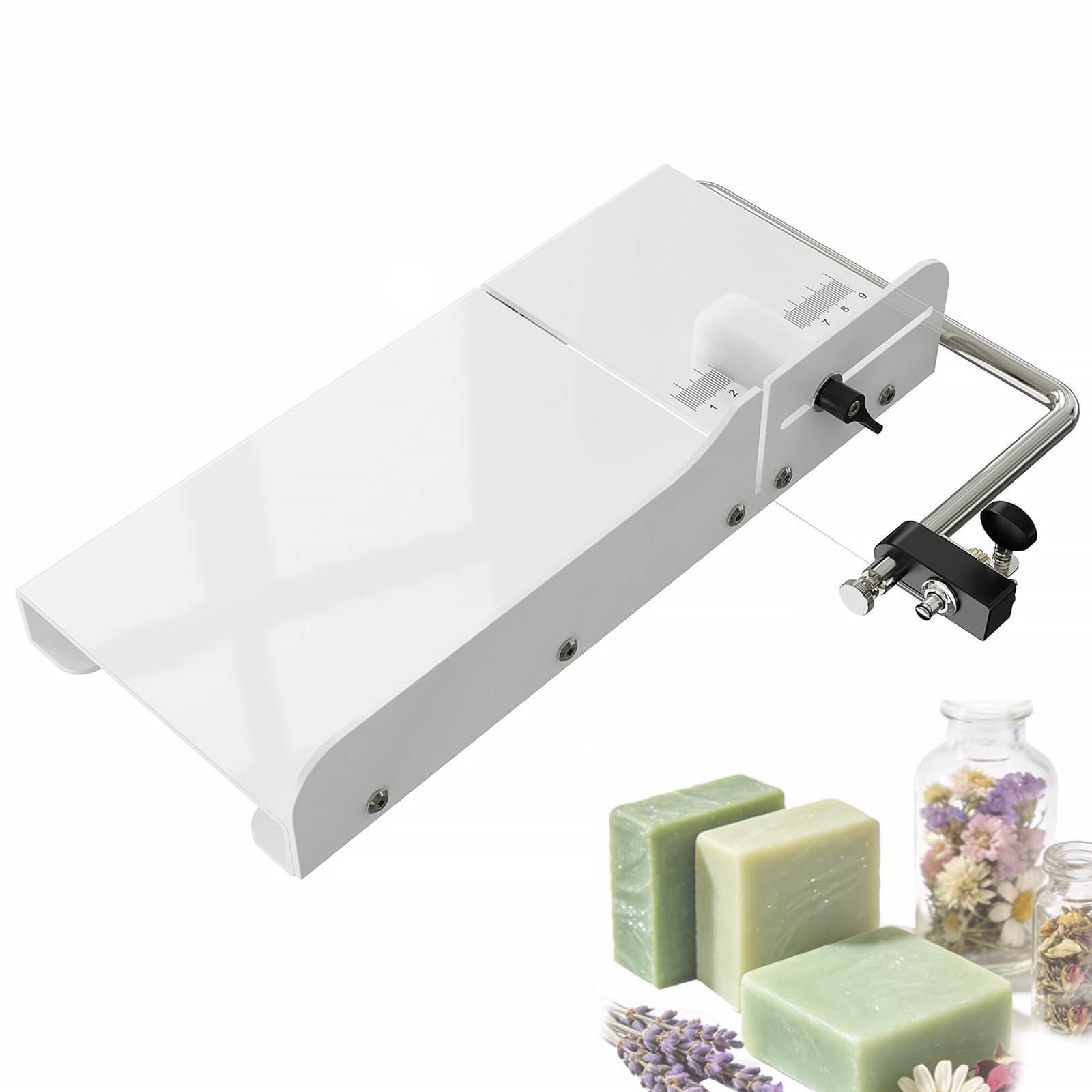 Eiwitany Stainless Steel Soap Cutter - Manual Wire Slicer for Soap Making, Cheese & Butter - Adjustable Single-Arm Tool with Millimeter Scale