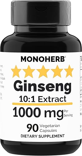MONOHERB Extracto de Ginseng 1000 mg - 90 Cápsulas Vegetarianas