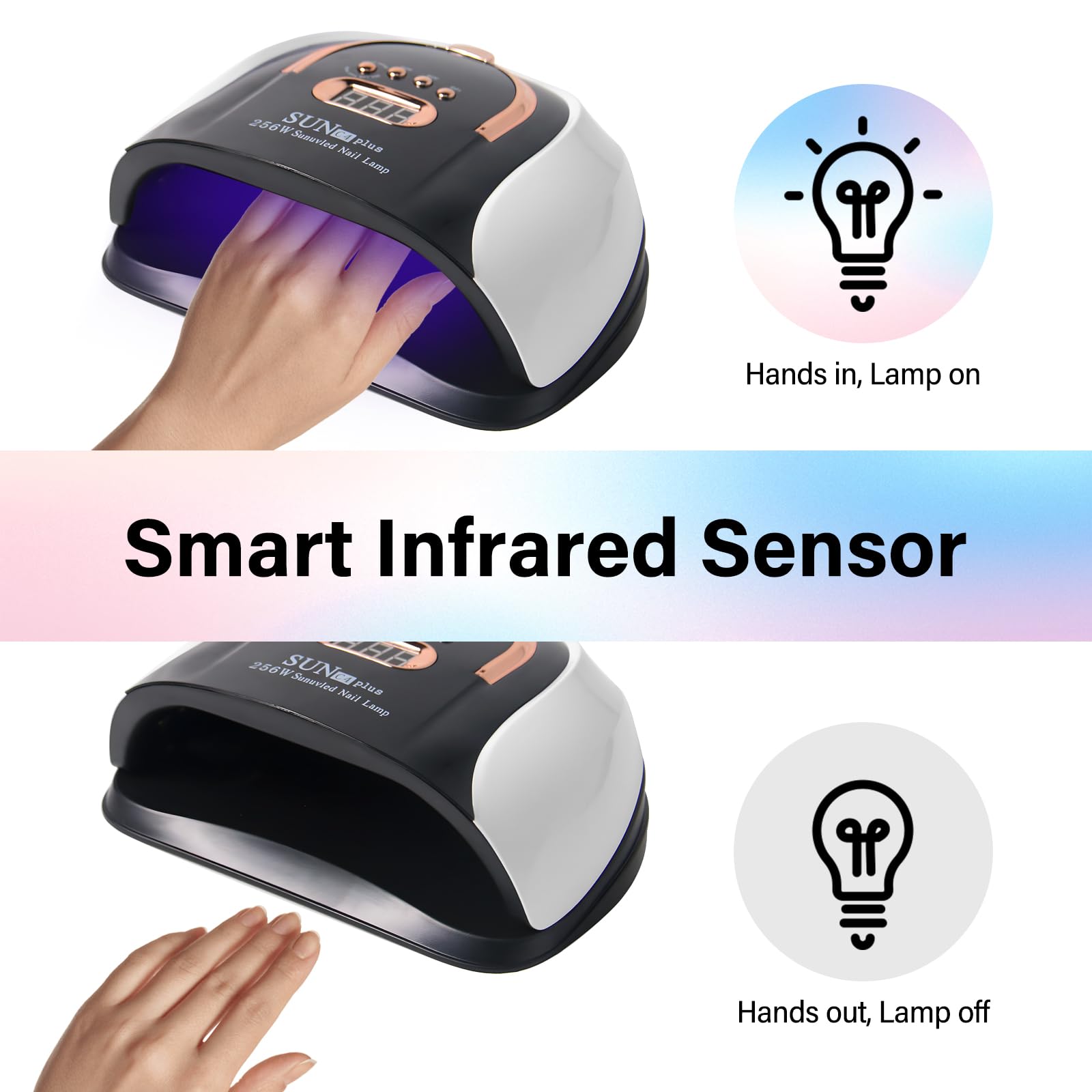 256W Lampada Profesional Unghie LED UV, Asciugatrice per Gel con 4 Impostazioni Timer e Sensore Automatico, Asciuga Smalto con 57 Perline Luminose & Display LCD per Manicure e Pedicure