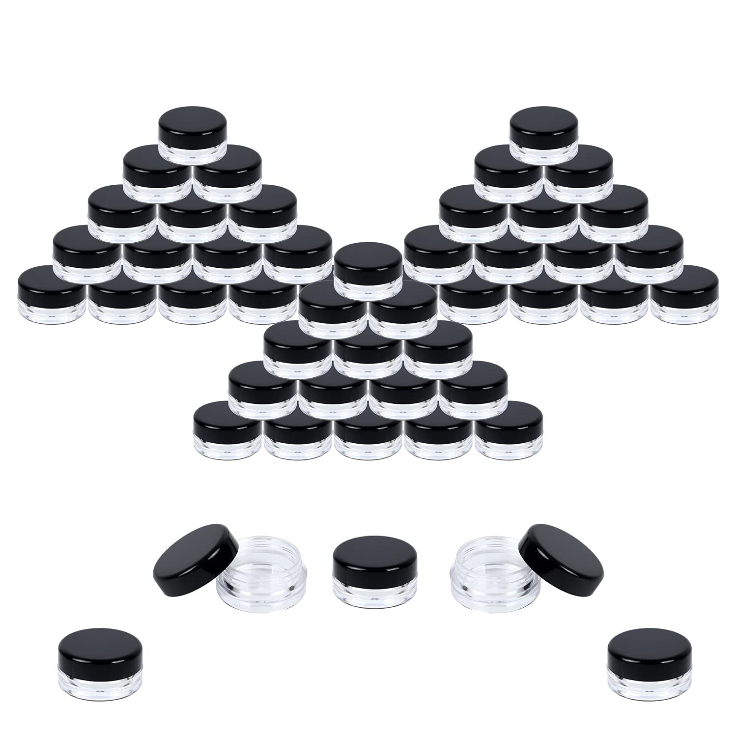 Hunky Dory 96pcs 5grams PS Acrylic Transparent with Black Cap Cosmetics Container for Creams,Lip Balm, Body Butter, Essential oil, Costemic, Makeup, Travel Use-image-37