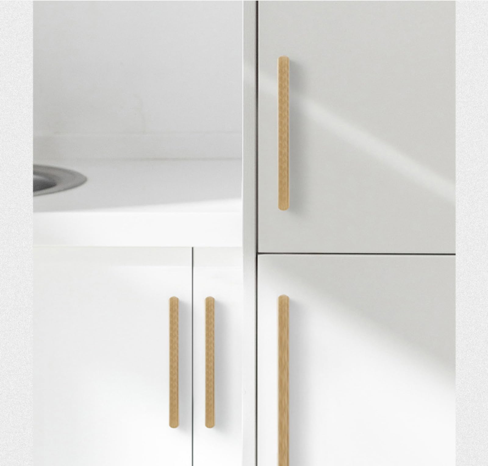 PILYON Kitchen Door Handle 2Pcs Wardrobe Brushed Gold Handle Gold Cabinet Drawer Shoe Cabinet Door Handle Aluminum Alloy Hole Pitch 128mm