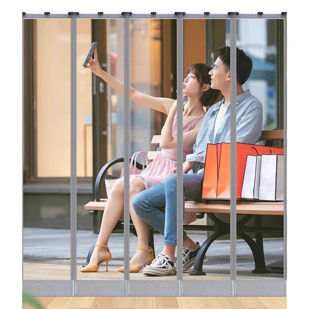 GJMSSMY Magnetic PVC Strip Door Kit 2mm Weatherproof Magnetic Door Curtain Insulated Partition for Doorways Porch Garage 40x215cm - Windproof & Energy-Saving Solution