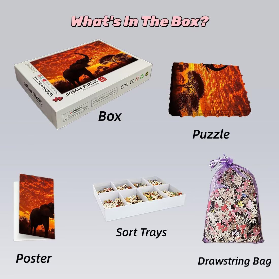 3000 sztuk puzzli dla dorosłych, słoń dla dorosłych 3000, niemożliwe puzzle, klasyczne, wymagające gry edukacyjne, drewniana gra dla rodzin, prezenty dekoracyjne, motyw: zachód słońca - 2096
