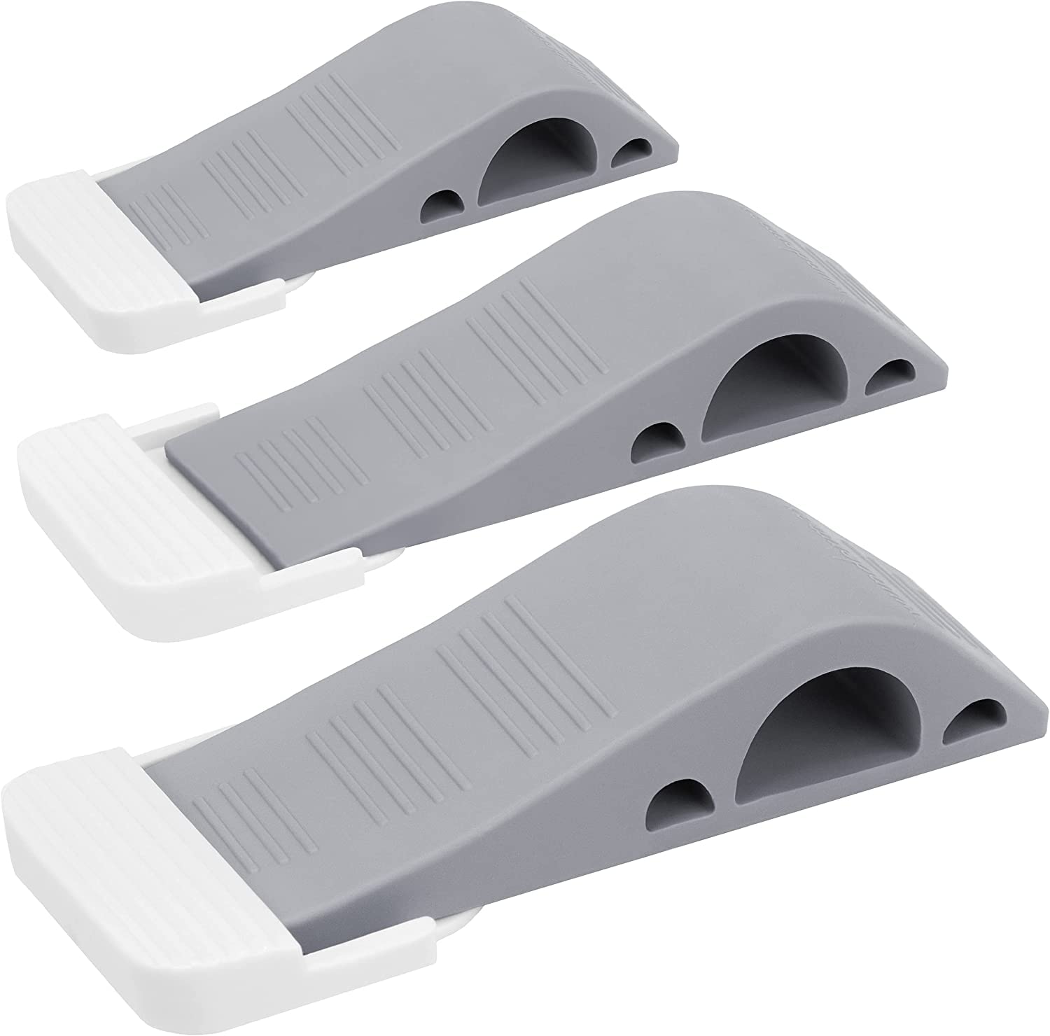 Damaiy Door Stopper, Door Protector Stops with Door Holder Rubber Door Stoppers Works On All Floor Types and Carpet Heavy Duty Door Jam (3 Pack-Gray)