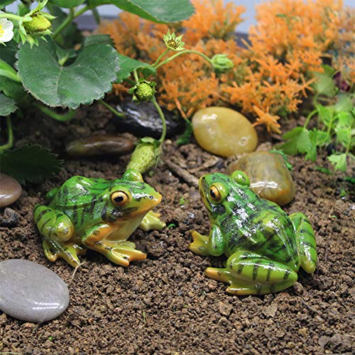 Maomia 2Pcs Miniature Frog Figurine, Fish Tank Decoration Fairy Garden Turtle Statue Landscape Indoor Outdoor Decor Ornament #TOP2