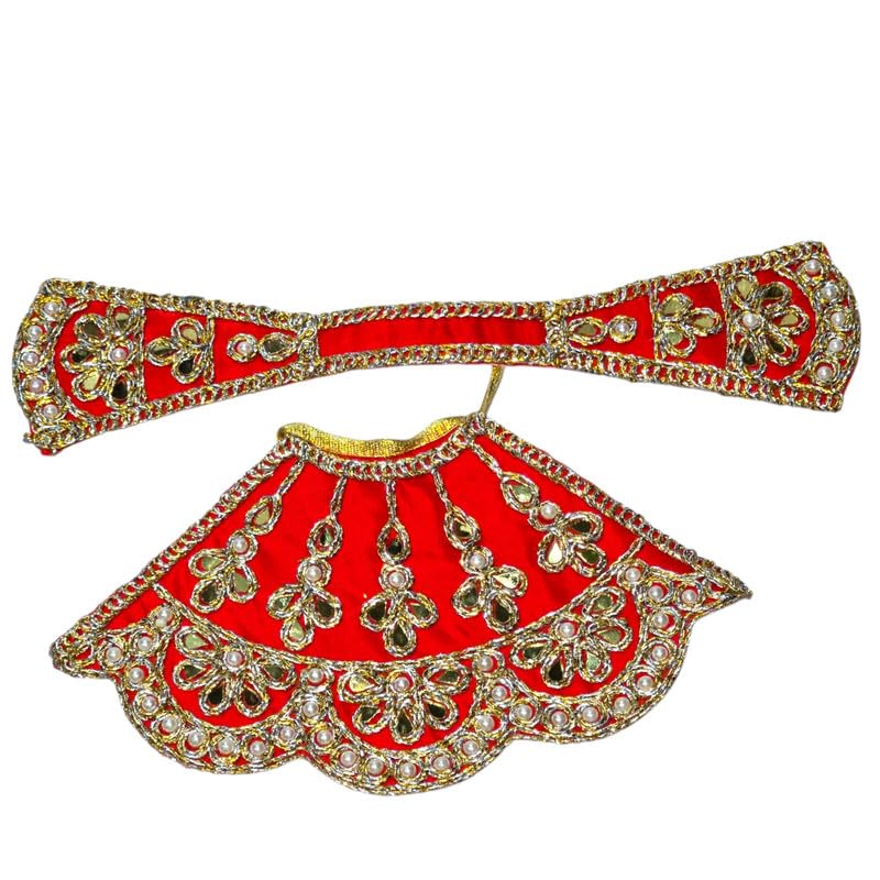 / MATA Rani Chunri Patka Dress/Lehenga Patka Poshak for Durga Ji, Laxmi, Sarswati,Parvati Ji/Multicolour / 1Pcs / Size: 5inch RK_2195