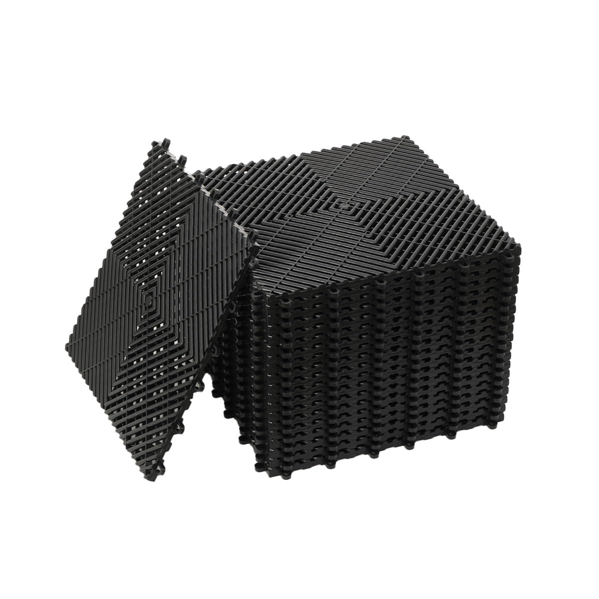 Lot de 20 Dalles de Jardin Piscine 40x40x1,8 cm Noir Dalle Clipsable Ajourée Antidérapante en PVC Drainage Rapide Revêtements de Sol Extérieur Intérieur pour Terrasse Cuisine Spa Salle de Bain