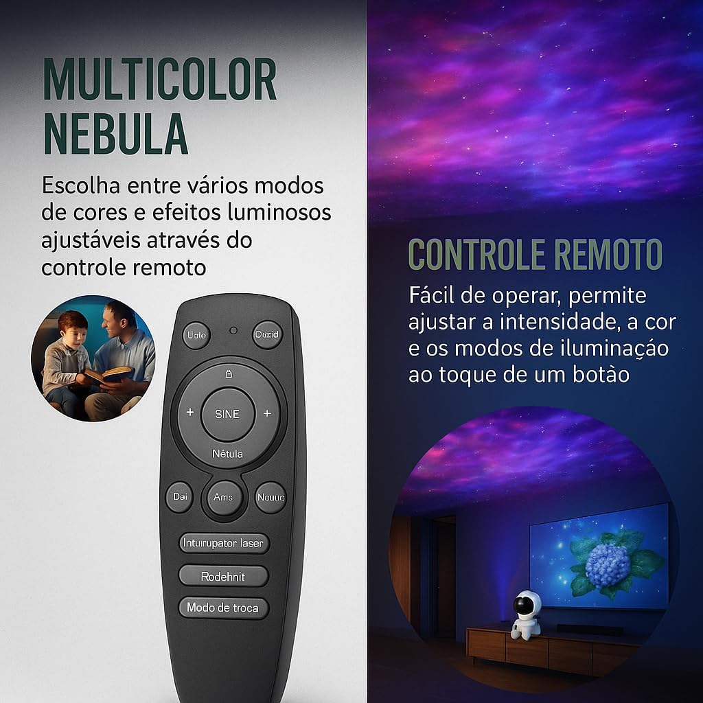 Projetor Galáxia Astronauta Infantil Estrelas Teto LED Luz Noturna Quarto Aurora Colorida Criativo USB Presente Criança Controle Remoto Luminária Decorativa Relaxante Estrelado Moderno Projetor Galáxia Astronauta Infantil Estrelas Teto LED Luz Noturna Quarto Aurora Colorida Criativo USB Presente Criança Controle Remoto Luminária Decorativa Relaxante Estrelado Moderno