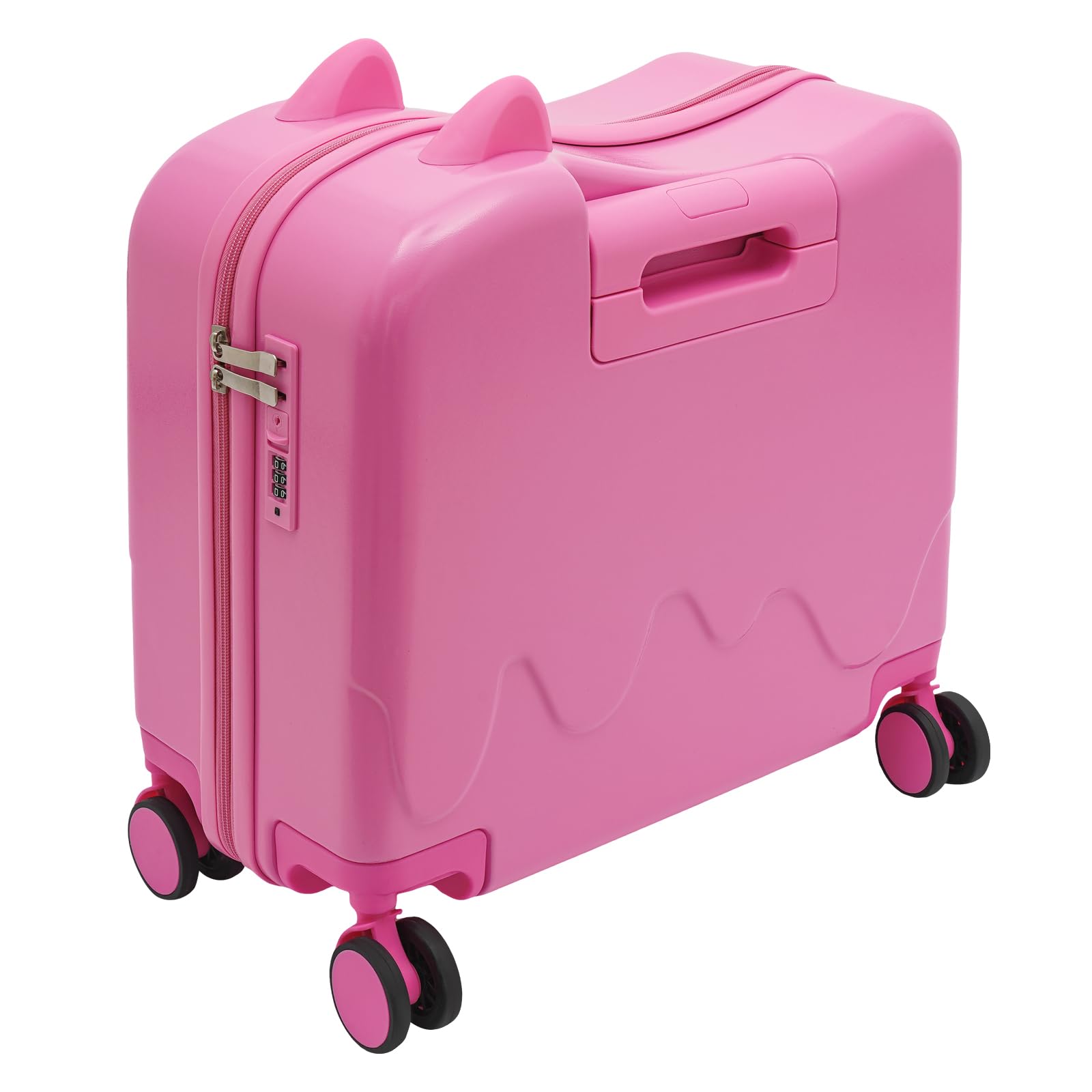 Valigia per Bambini da Seduta, Trolley per Bambini, Valigia da Viaggio per Bambini, Valigia con Barra di Traino e Serratura a Codice per Bambini di 3-6 Anni, per Viaggi Brevi e Viaggi di
