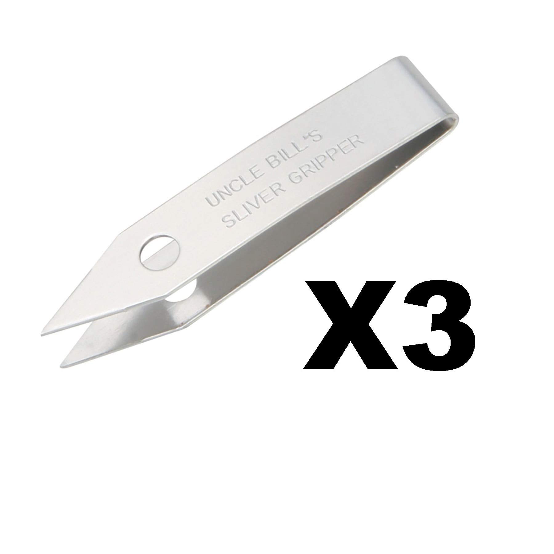 Uncle Bill's Sliver Gripper Tweezers Stainless Steel Keychain Clip Camp (3-​Pack)