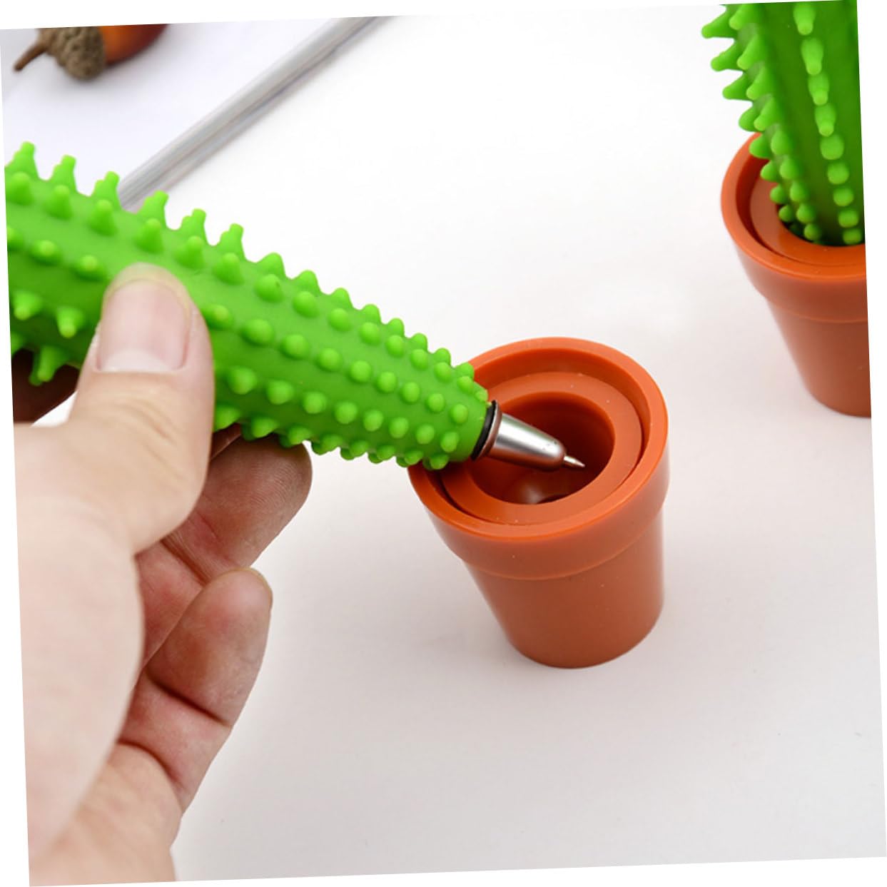 HOMSFOU 5 Sätze Kaktus Form Kugelschreiber Kreative Schreibwaren Für Schule Und Büro Material Mit Praktischem Deckeldesign Für Lehrer Lecksicher Und Langlebig 3 Stück * 5