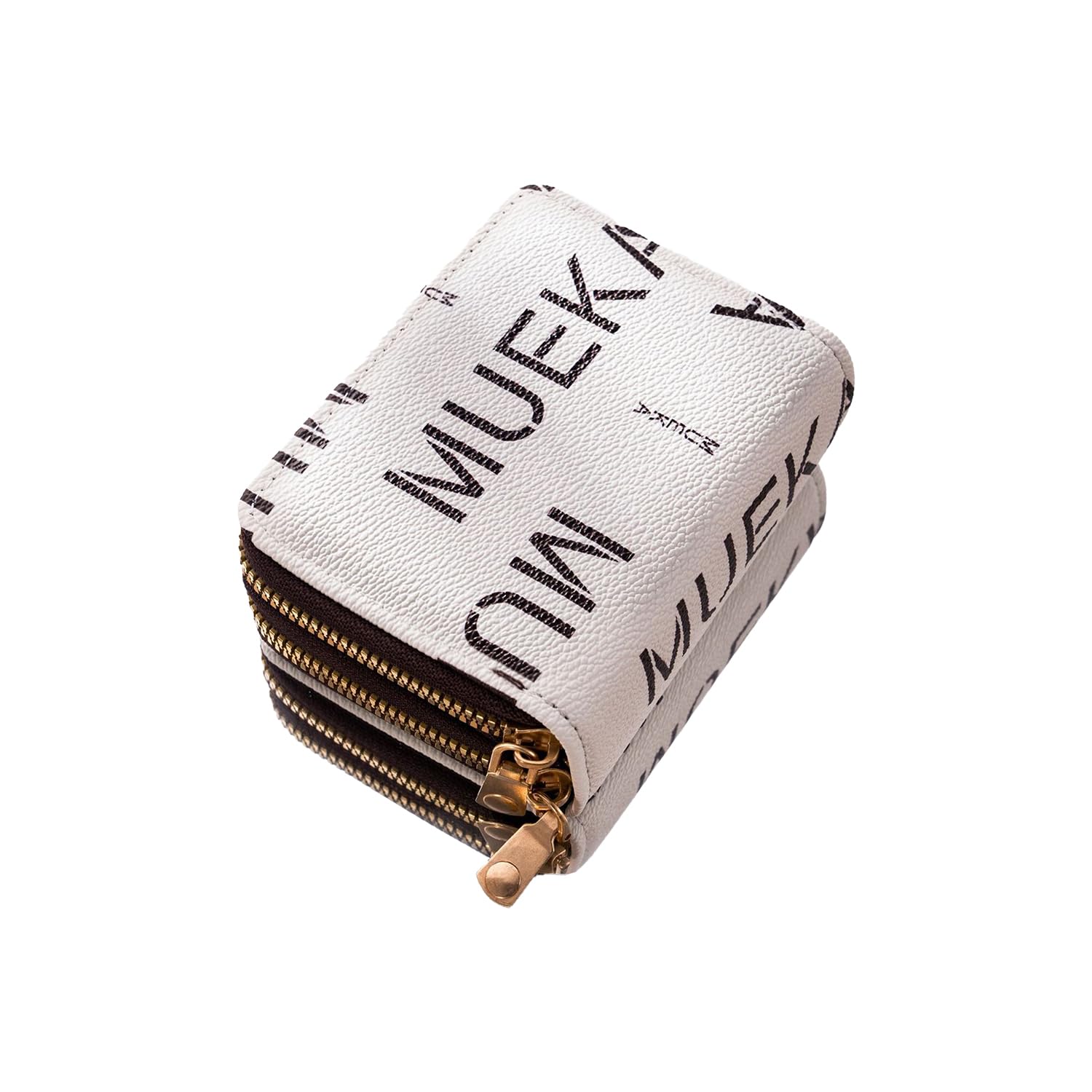syga Women's Fashion Wallet, Double Zipper with Card Slots and Coin Pouch(Letters-White)-picture-44