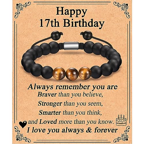 EFVISD 17 Year Old Boy Birthday Gifts, 17th Birthday Gifts for Boys, Birthday Bracelet for Son Grandson Brother Nephew