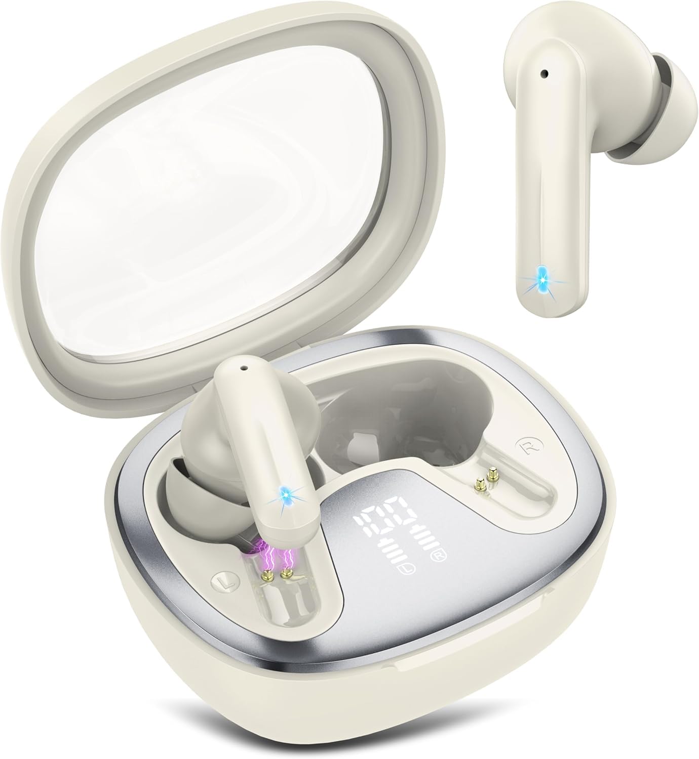 AOSRAU AI Language Translation Earbuds, 3-in-1 Real Time Translator Earbuds Bluetooth 5.4 with 135 Real Time Languages, 45H AI Headphones with ENC Mic and APP, 4 Translation Modes Ear Buds, White