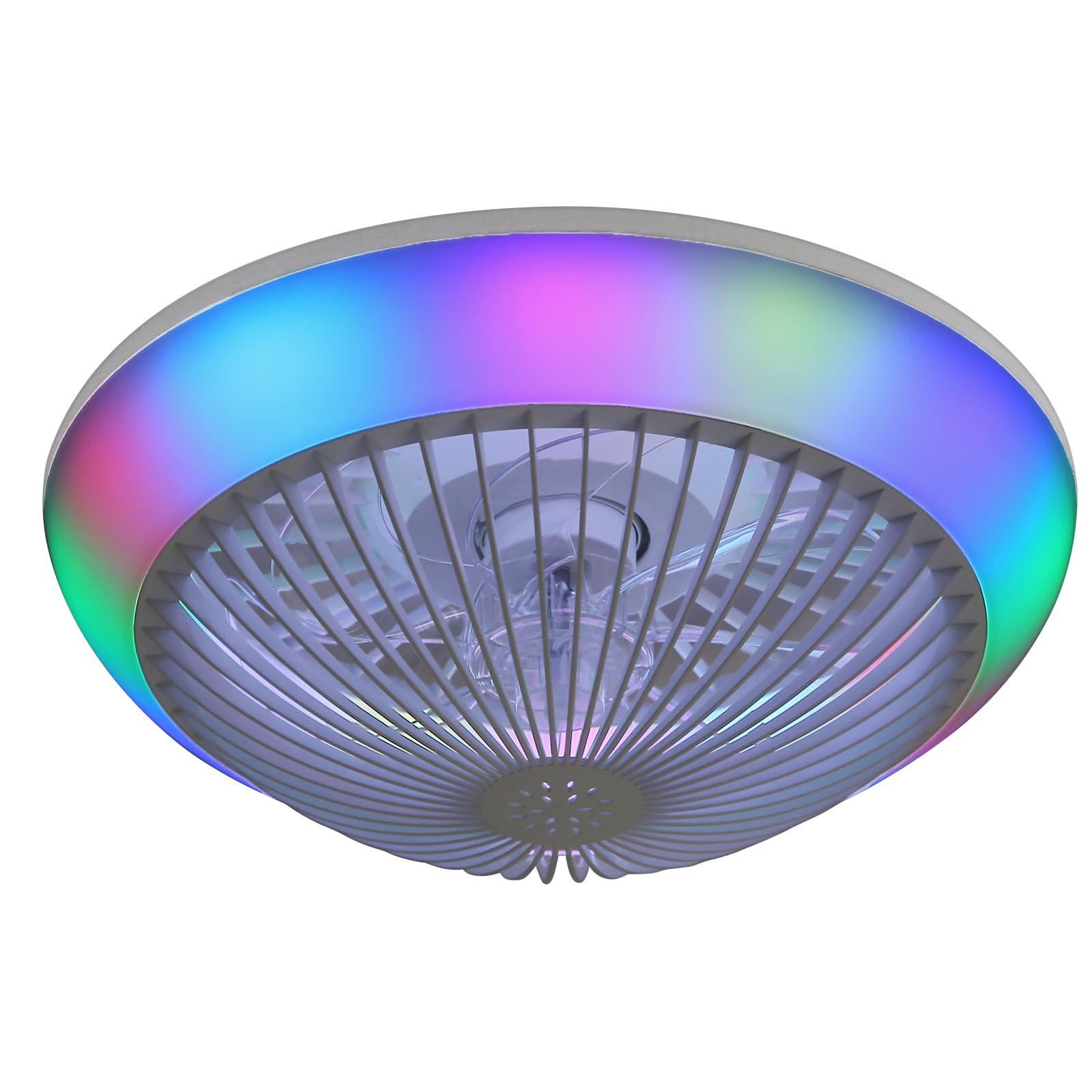 Ventilatore da soffitto con luce LED RGB e telecomando, 38 cm