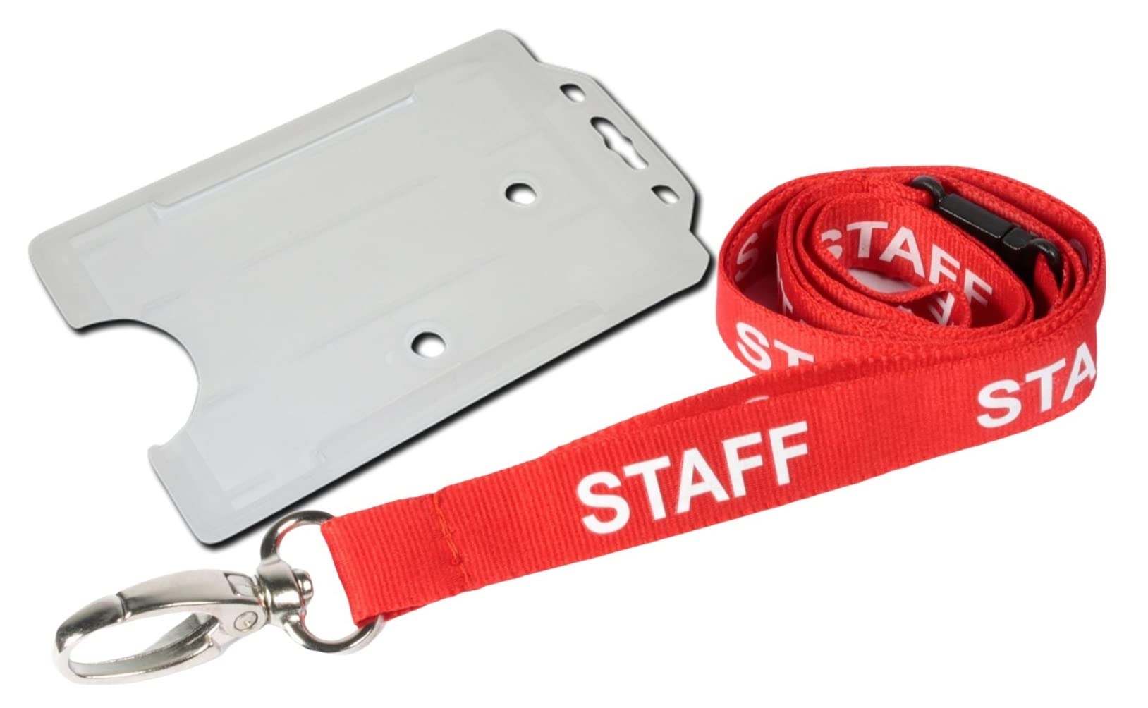 Red Staff Lanyard with a Metal Lobster Clip *incl Free Portrait Cardholder* (100)