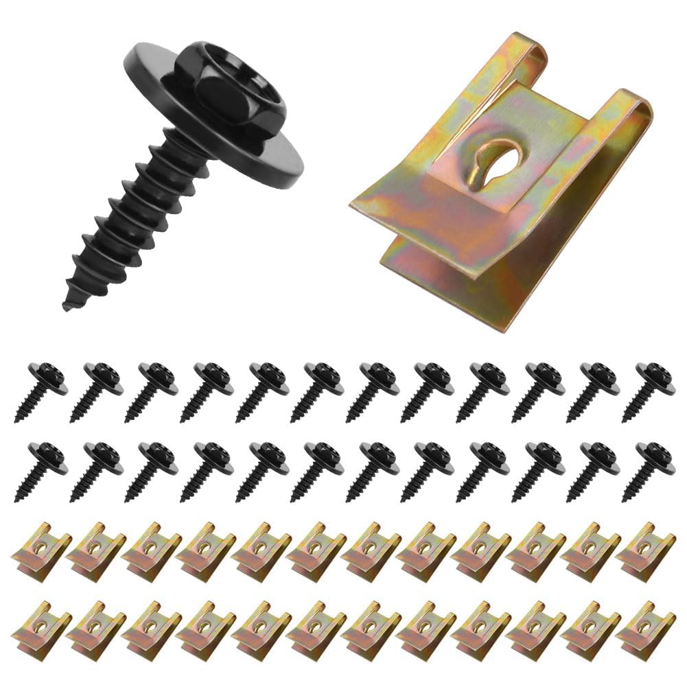 Kit Fixation Voiture 72 Pièces - Vis, écrous, Clips U - Pour Carrosserie, Pare-chocs