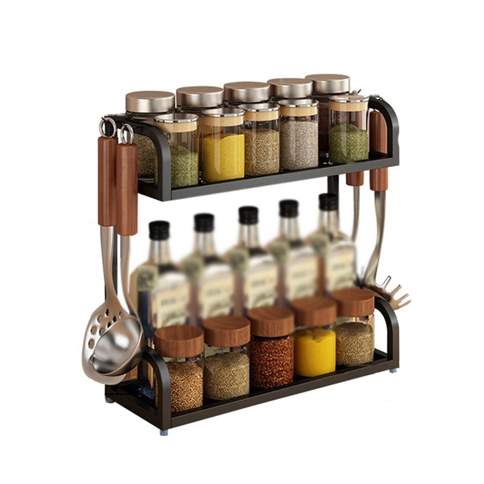 shangguanyun456 Spice Rack 2 Tier Spice Rack Organiser Freestanding Kitchen/Pantry Shelf Storage for Bottles for Countertop(50cm)