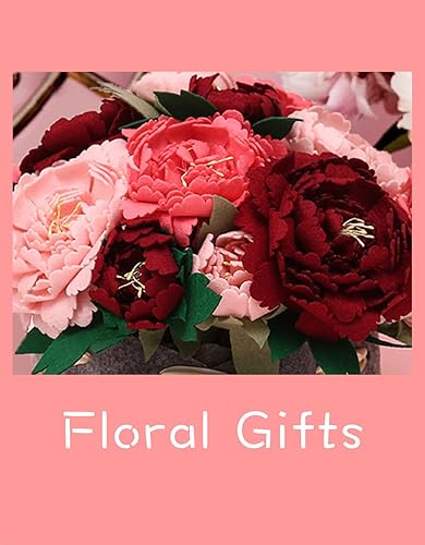 Miniatura 5 de BAZIMA Kit de manualidades de flores de fieltro, kit de bonsái de maceta de peonía, 18 peonías, regalos florales, kit de manualidades para