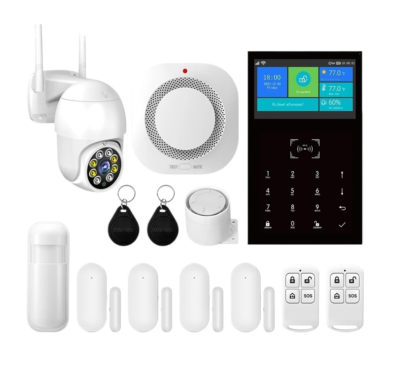 PIRKO 2026 PG109 4.3 Pouces système d'alarme de sécurité Anti-cambriolage WiFi GSM for Le Soutien à la Maison Tuya Smart App contrôle avec Affichage de la température(B)