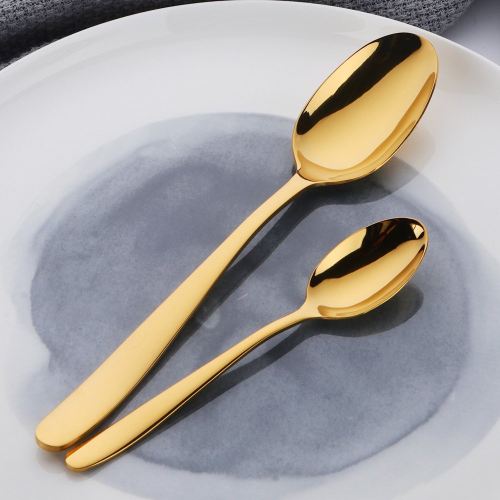 Acero Inoxidable Dorado Vajilla, 16 Piezas Cuberteria PVD Oro Set de Cubiertos Servicio para 4