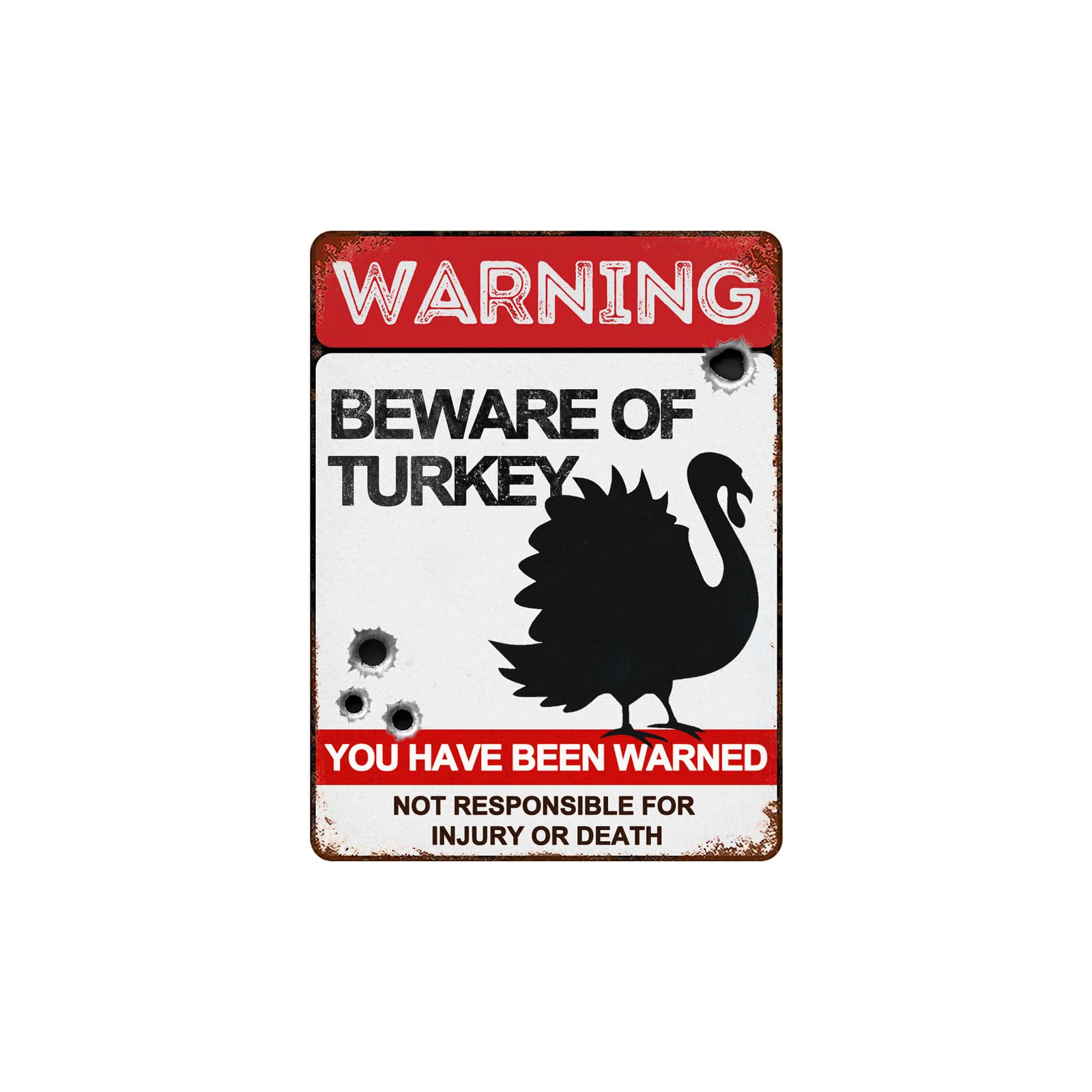 BAIWIFE Beware of Turkey Signs 12"x16", Vintage Metal Warning Signs About Turkey Activity Areas for Outdoor Fences Yards Forest Scenic Area