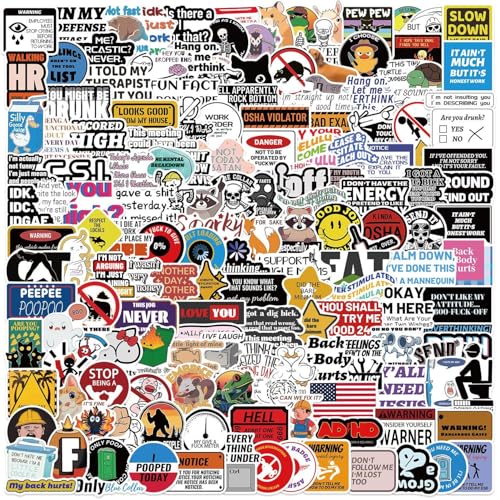 200 Pcs Funny Stickers for Adults - Waterproof Meme Sticker Pack for Water Bottles Laptop & Hard Hats | Sarcastic Humor Dark Comedy Decals - No Repeats!