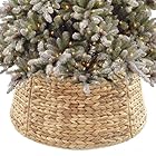 28in Christmas Tree Collars for 7.5-9 ft Artificial Trees, Boho Rustic Holiday Decor Wicker Rattan Xmas Tree Ring, Basket Base Cover