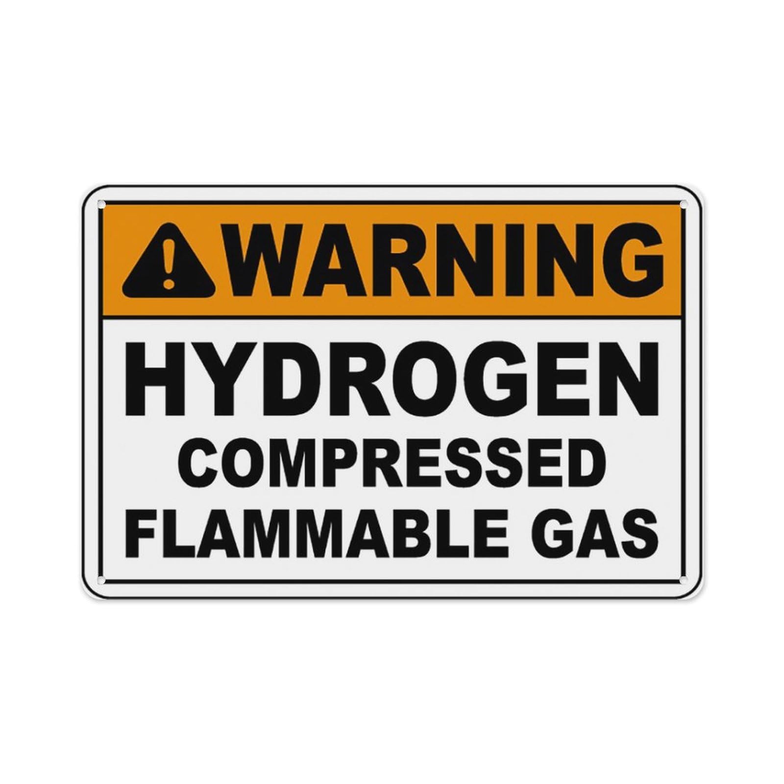 peiyeety Warning Hydrogen Compressed Gas Sign Aluminum Tin Warning Signs For Home Outdoor Garden 12X16 Inches